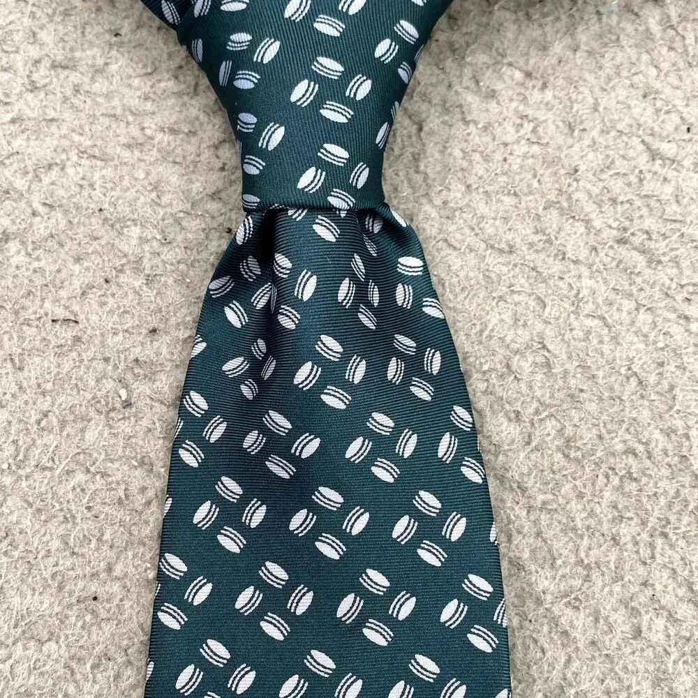 Vintage Christian Dior Men Silk Necktie Green Macaron Corpcore Preppy 90s Career